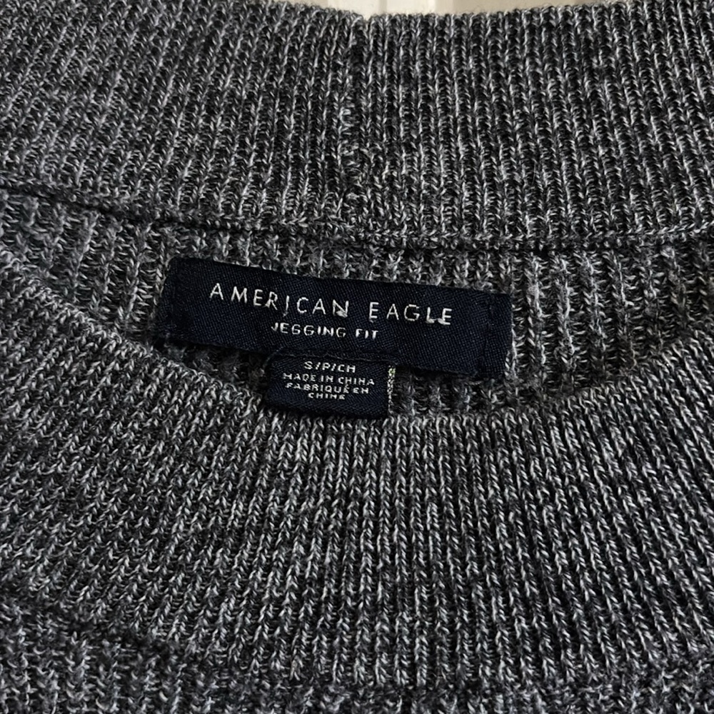 AE Charcoal and Tan Stripped Sweater - Picture 2 of 2